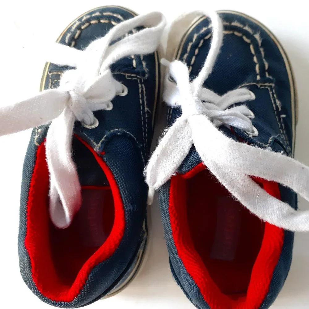 Carter's Boys Shoes Navy Canvas Laces Size 7